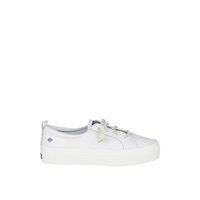 Main view of White Crest Vibe Platform Leather Sneaker Vulcanized Sneaker Mule for women. 